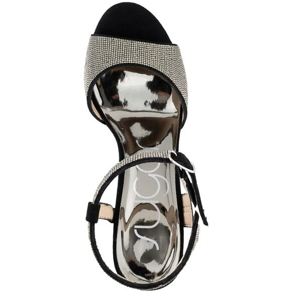 Sugar Women's Prisila Microsuede Rhinestone High Heel Sandals, Black Size 7.5M - Picture 3 of 5